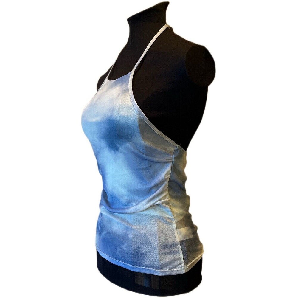 Caution To The Wind Women's Mesh Halter Top Aqua & Blue Size Small NWT